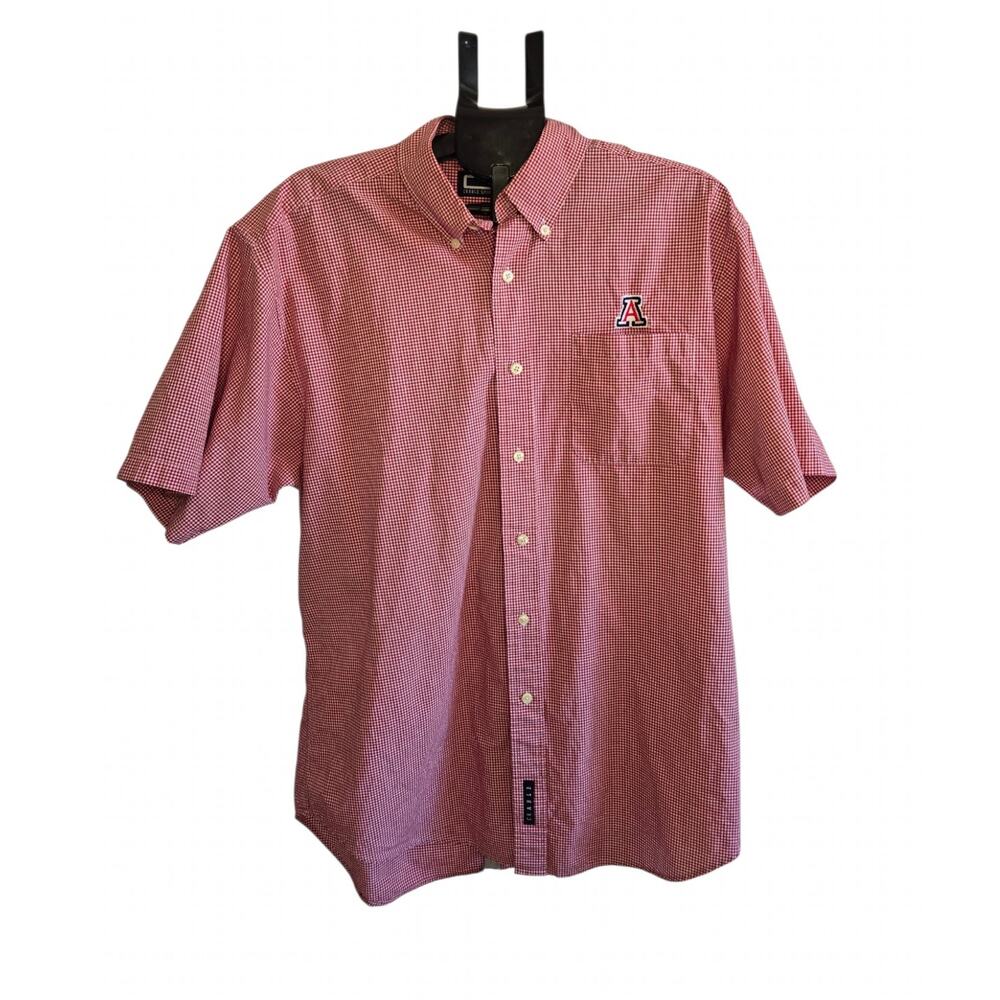 University of Arizona Red Gingham Short Sleeve Button‑Up Shirt – Men’s Large